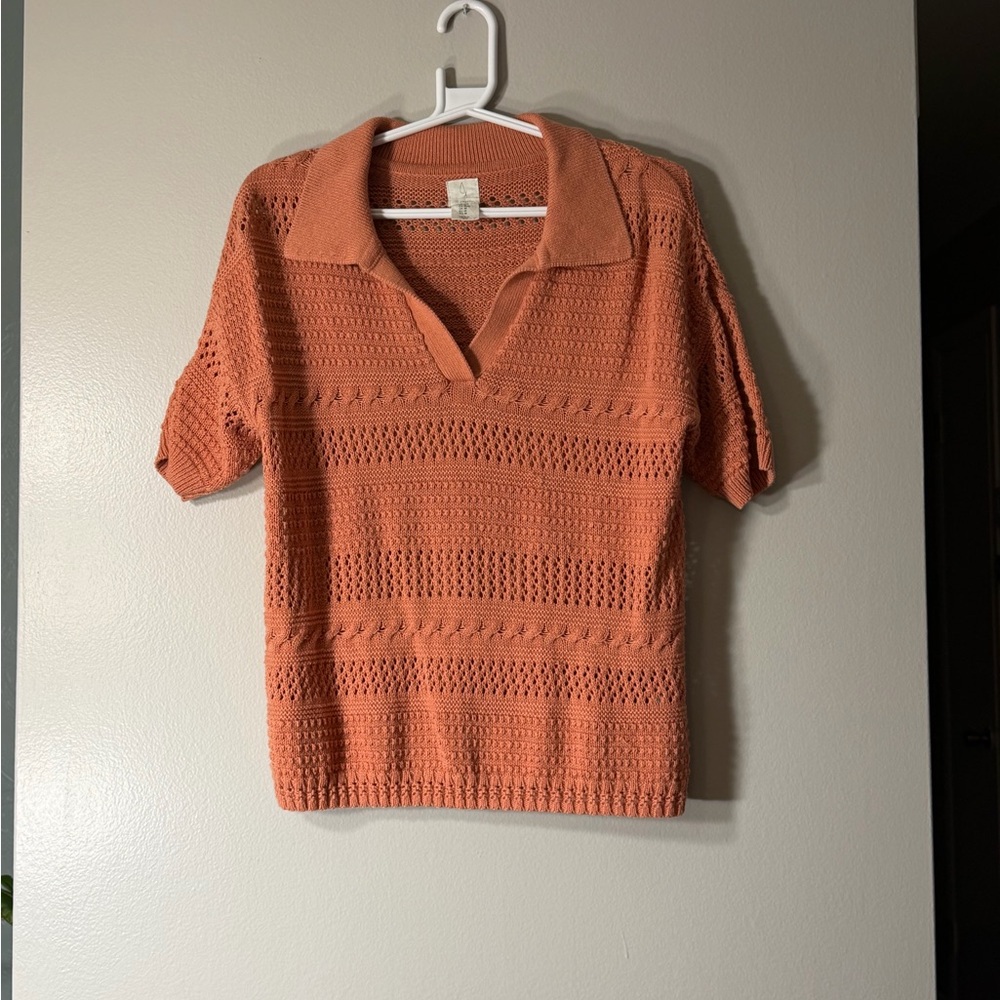 Joie V-Neck Knit Sweater in Orange